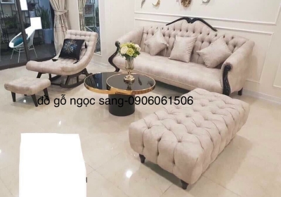 Sofa bọc nỉ kem